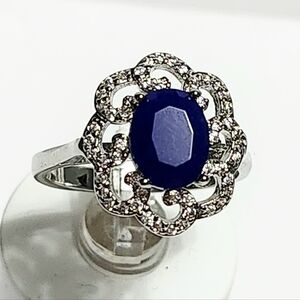 2.00 ct Sapphire Silver Ring Size 9
